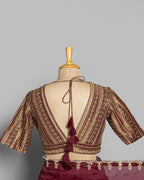 WINE ORGANZA SAREE WITH BANARASI WOVEN BLOUSE