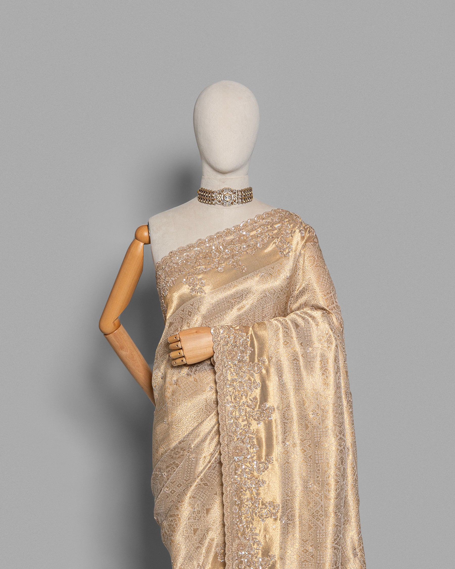EMBELLISHED GOLD BANARASI SILK SAREE