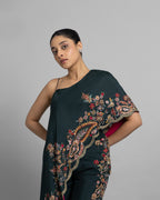 POISON GREEN ASYMMETRIC ONE-SHOULDER ENSEMBLE
