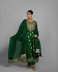 EMERALD GREEN BANARASI BANDHEJ ANARKALI SET