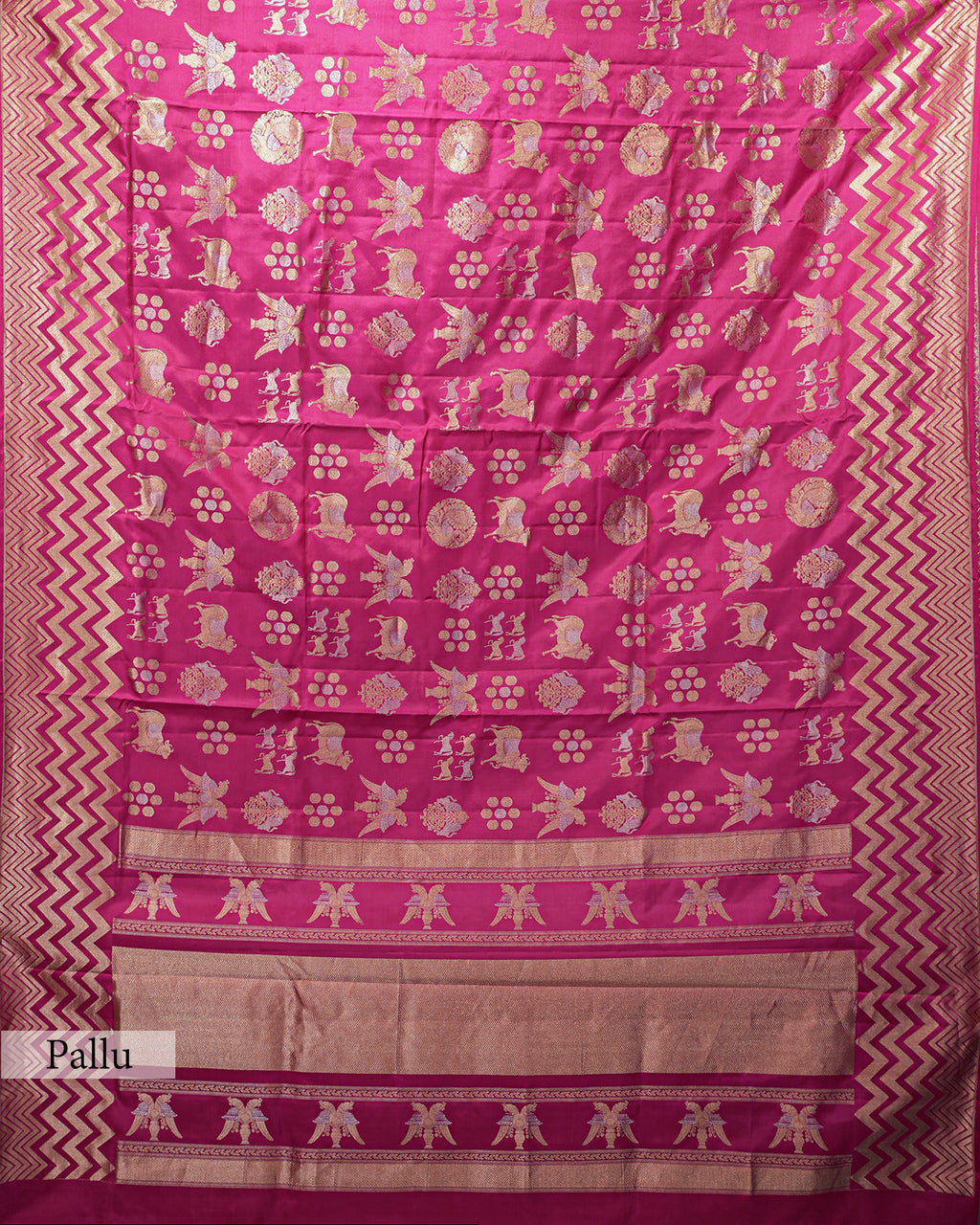 MAGENTA SHIKARGAH WOVEN KANJEEVARAM SILK SAREE