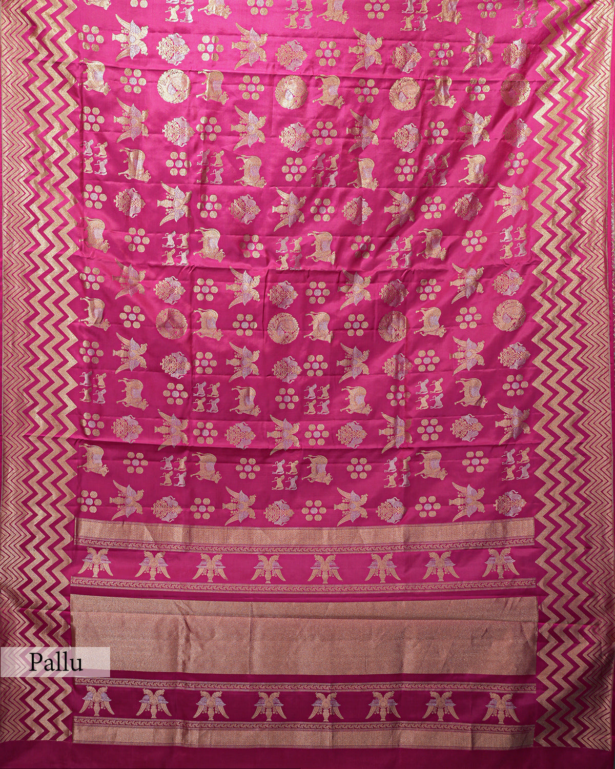 MAGENTA SHIKARGAH WOVEN KANJEEVARAM SILK SAREE
