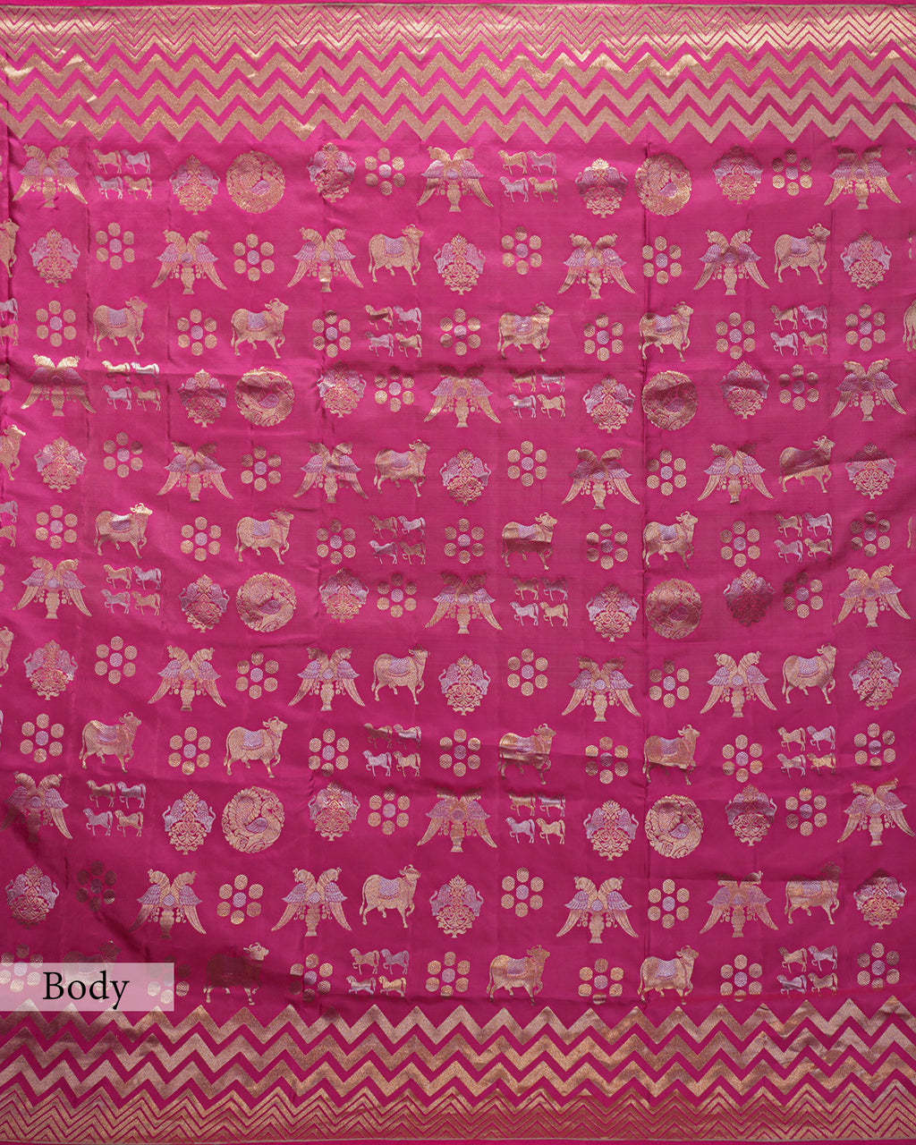 MAGENTA SHIKARGAH WOVEN KANJEEVARAM SILK SAREE