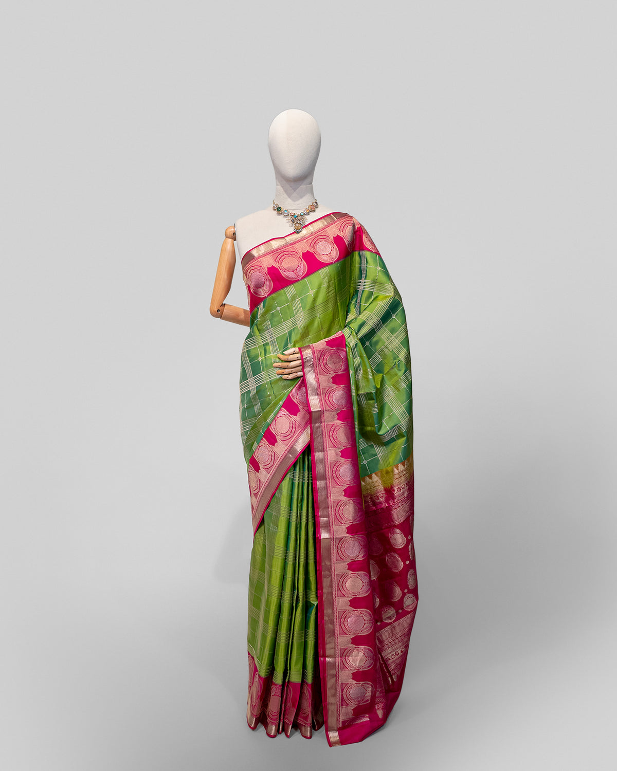 RANI & CHUTNEY GREEN KANJEEVARAM SILK SAREE