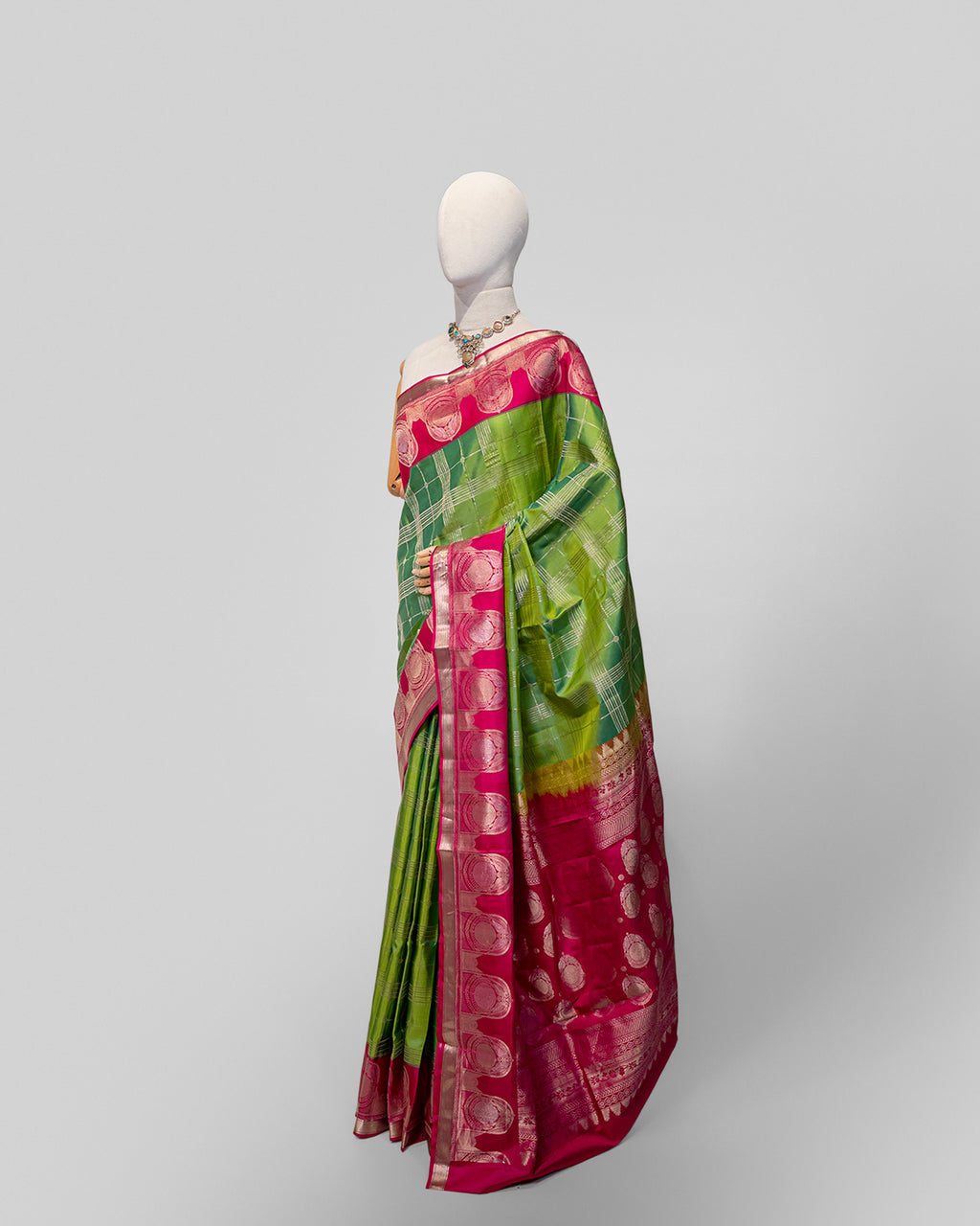 RANI & CHUTNEY GREEN KANJEEVARAM SILK SAREE
