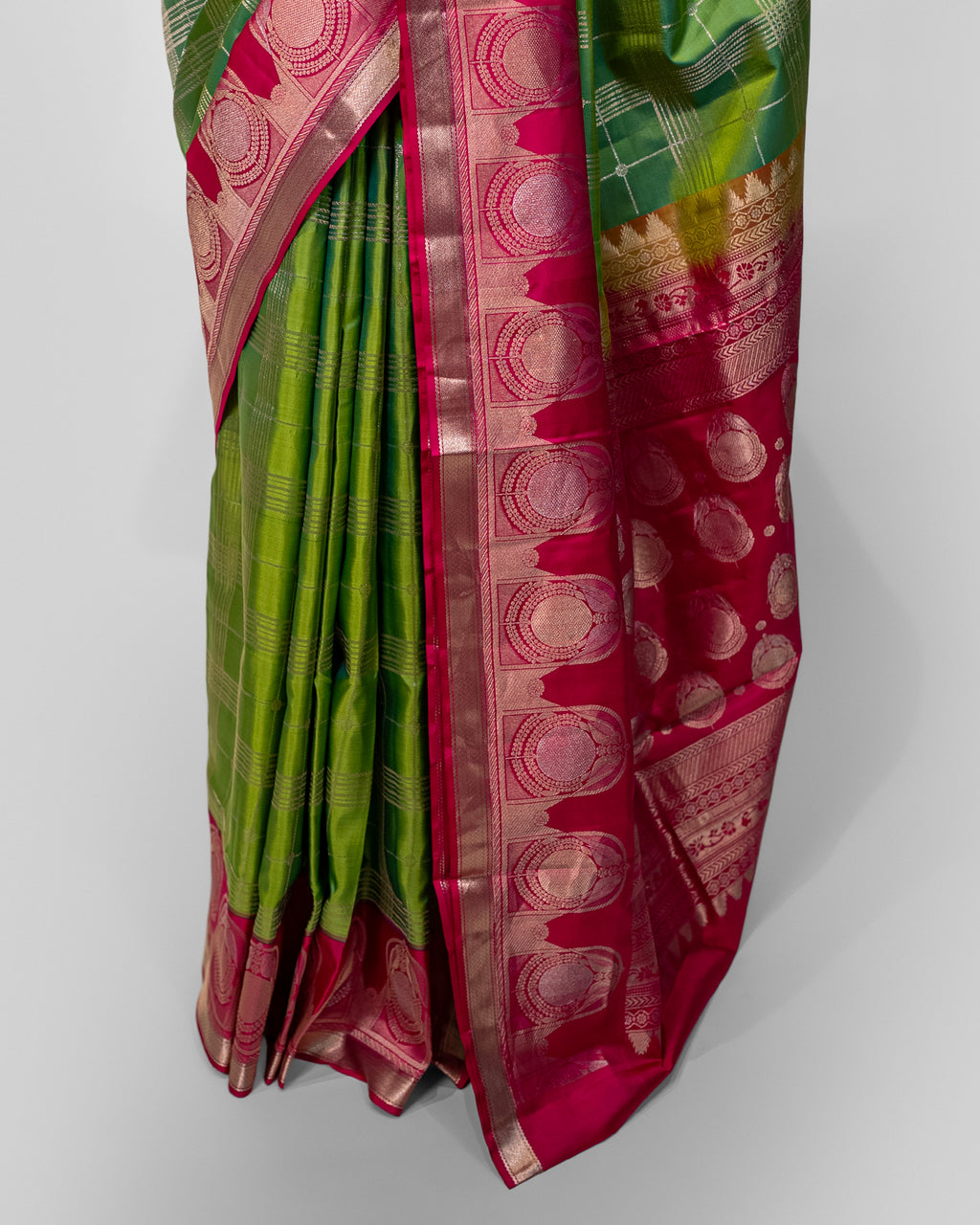 RANI & CHUTNEY GREEN KANJEEVARAM SILK SAREE