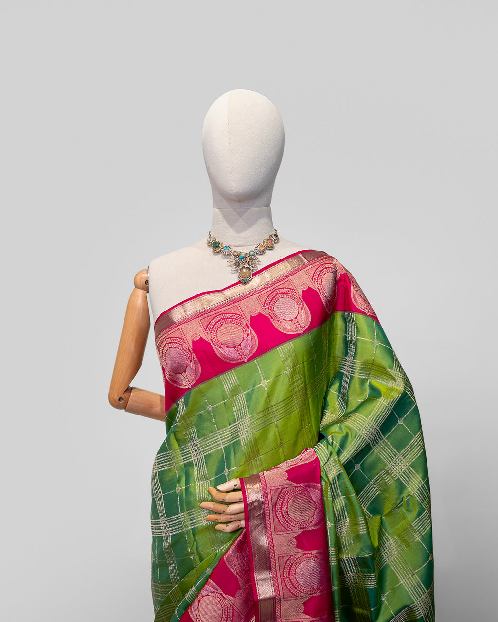 RANI & CHUTNEY GREEN KANJEEVARAM SILK SAREE