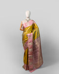 AMBER & BLUSH PINK KANJEEVARAM SILK SAREE