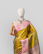 AMBER & BLUSH PINK KANJEEVARAM SILK SAREE