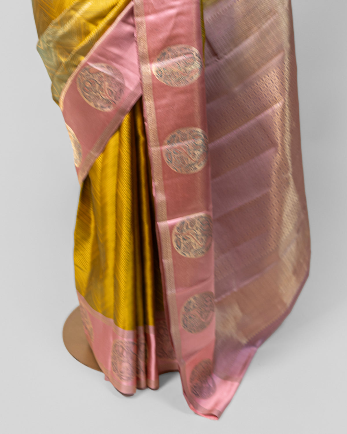 AMBER & BLUSH PINK KANJEEVARAM SILK SAREE