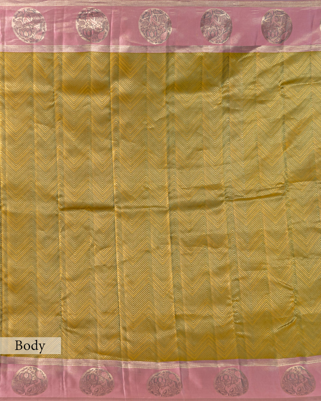 AMBER & BLUSH PINK KANJEEVARAM SILK SAREE