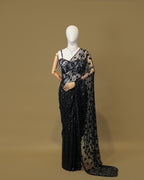 ONYX BLACK MESH SAREE