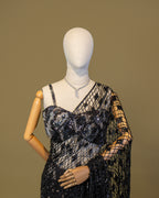 ONYX BLACK MESH SAREE