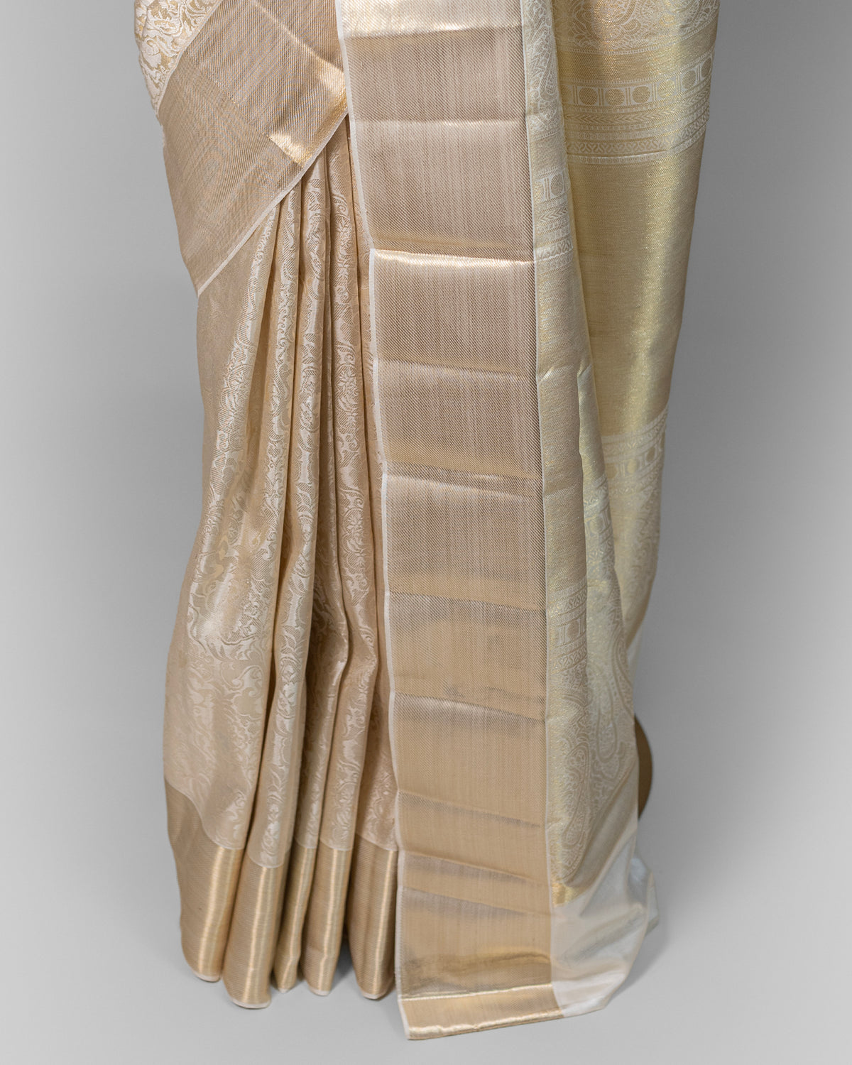 METALLIC IVORY KANJEEVARAM SILK SAREE