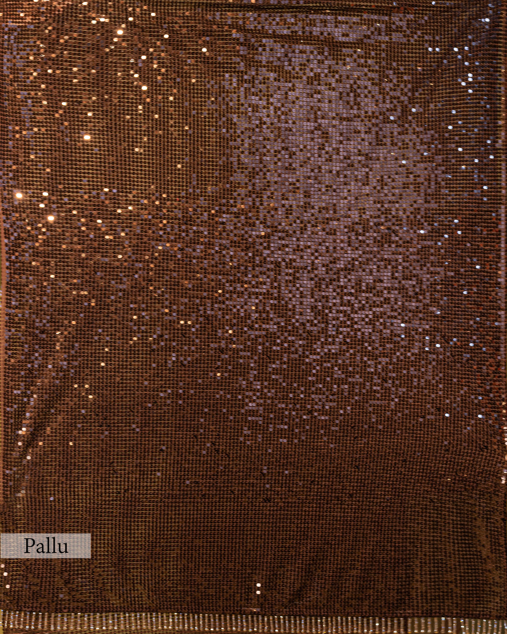 MOCHA BROWN EMBELLISHED SEQUINED MESH SAREE