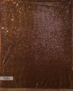 MOCHA BROWN EMBELLISHED SEQUINED MESH SAREE