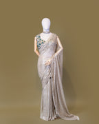CHAMPAGNE EMBELLISHED MESH SAREE