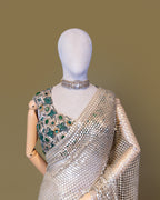 CHAMPAGNE EMBELLISHED MESH SAREE