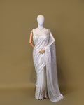 IVORY EMBELLISHED MESH SAREE