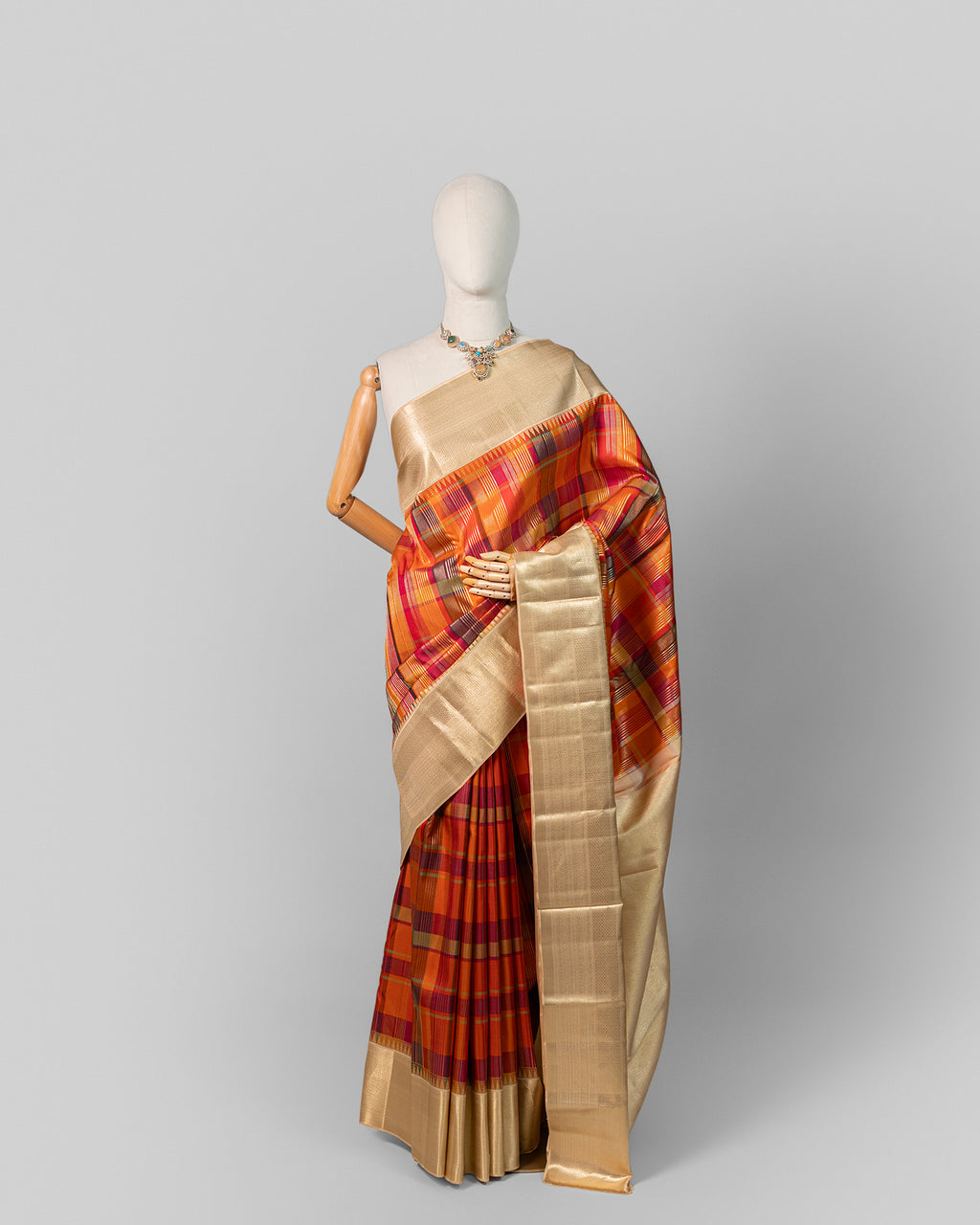 VERMILLION TERRACOTTA KANJEEVARAM SILK SAREE
