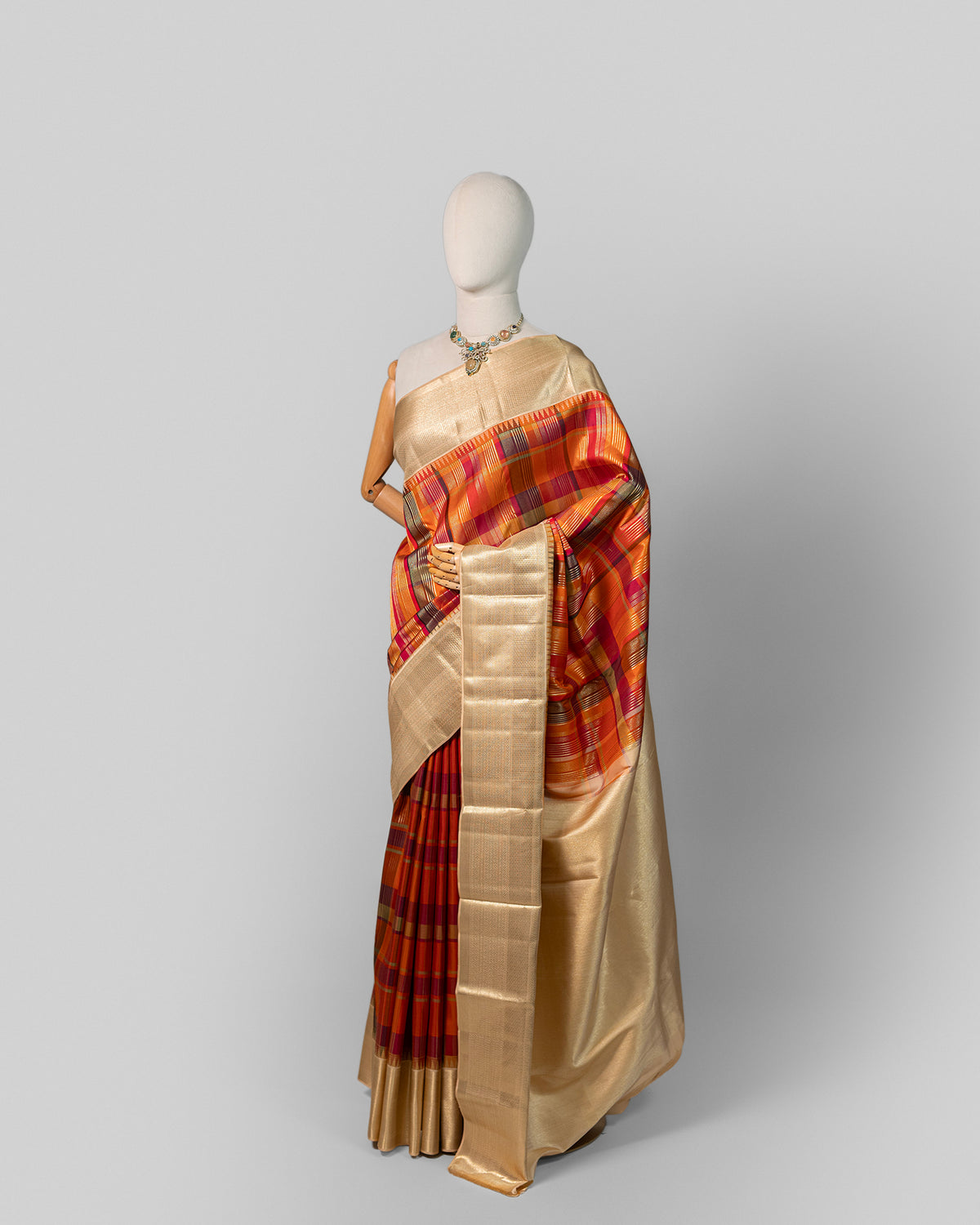VERMILLION TERRACOTTA KANJEEVARAM SILK SAREE
