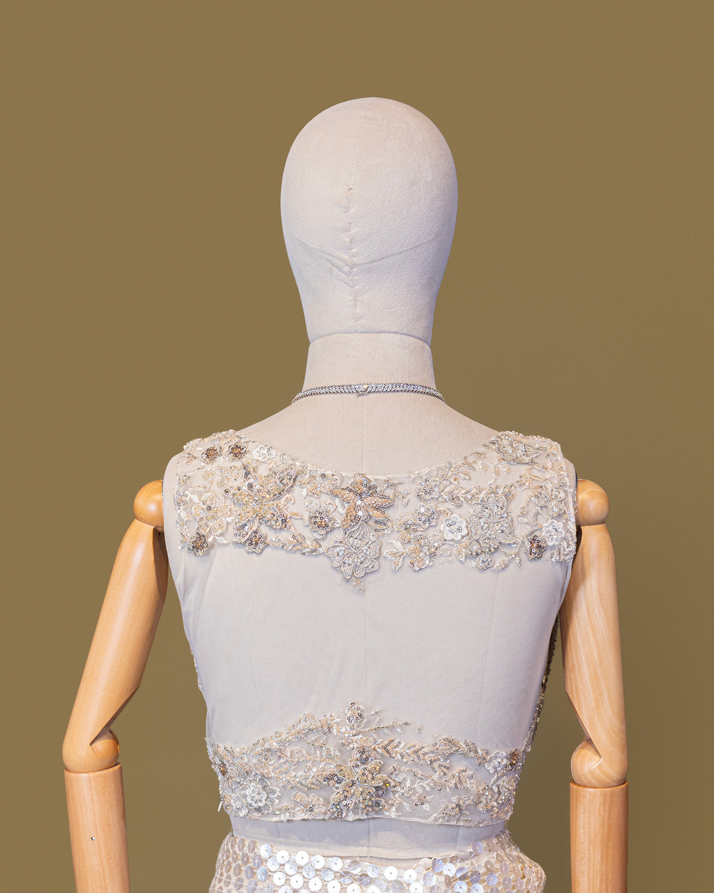 IVORY EMBELLISHED MESH SAREE