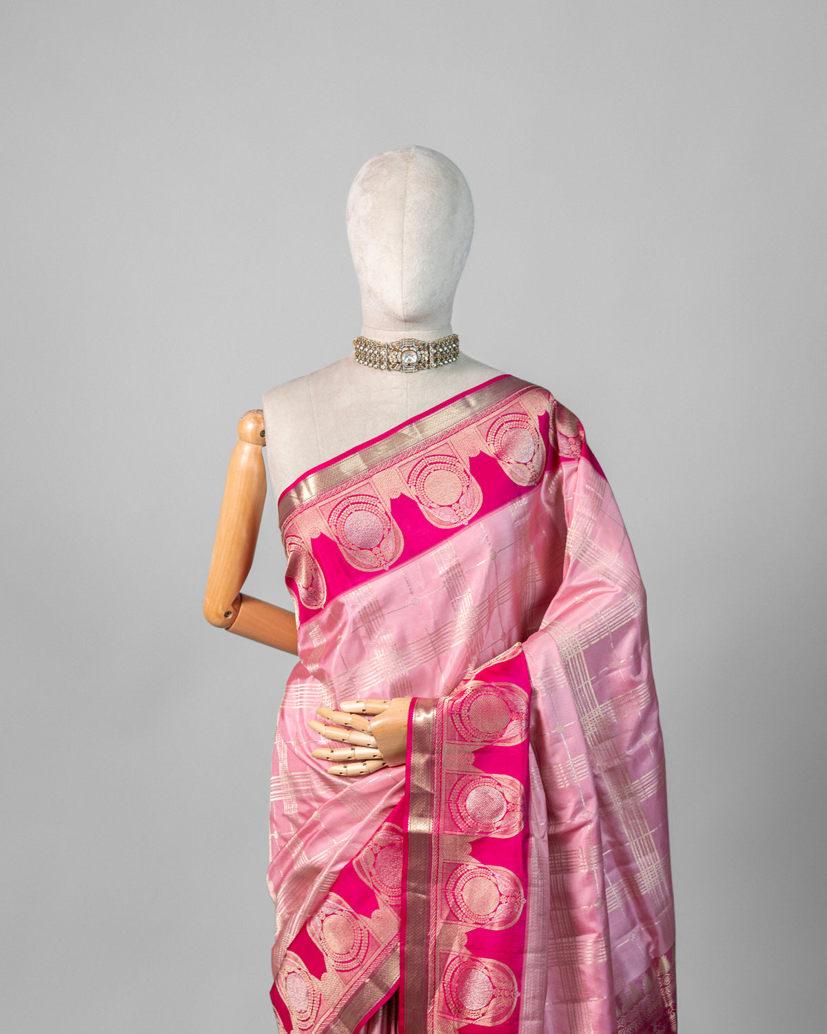 BLUSH & FUSCHIA KANJEEVARAM SILK SAREE