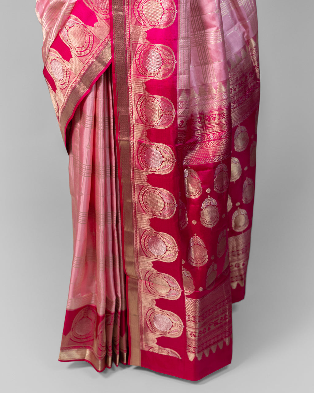 BLUSH & FUSCHIA KANJEEVARAM SILK SAREE