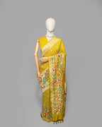 MOSS GREEN BANDHEJ WITH PAITHANI BORDER SOFT SILK SAREE