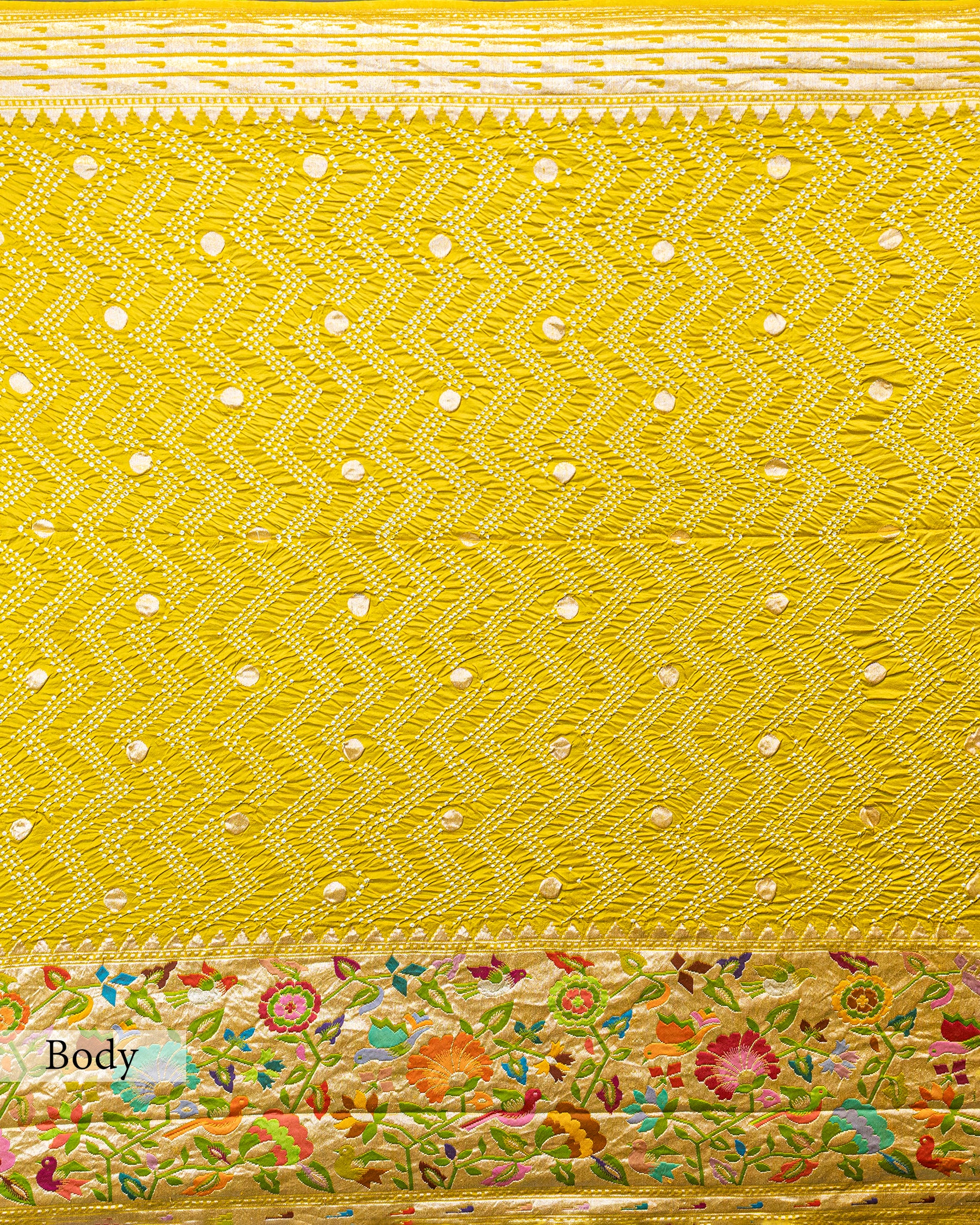 MOSS GREEN BANDHEJ WITH PAITHANI BORDER SOFT SILK SAREE