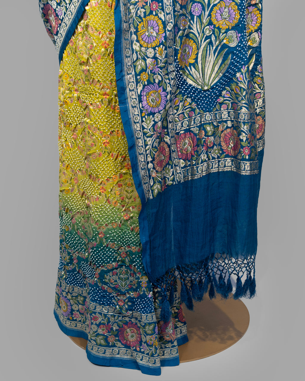 TEAL BLUE BANDHEJ WITH PAITHANI BORDER GEORGETTE SAREE