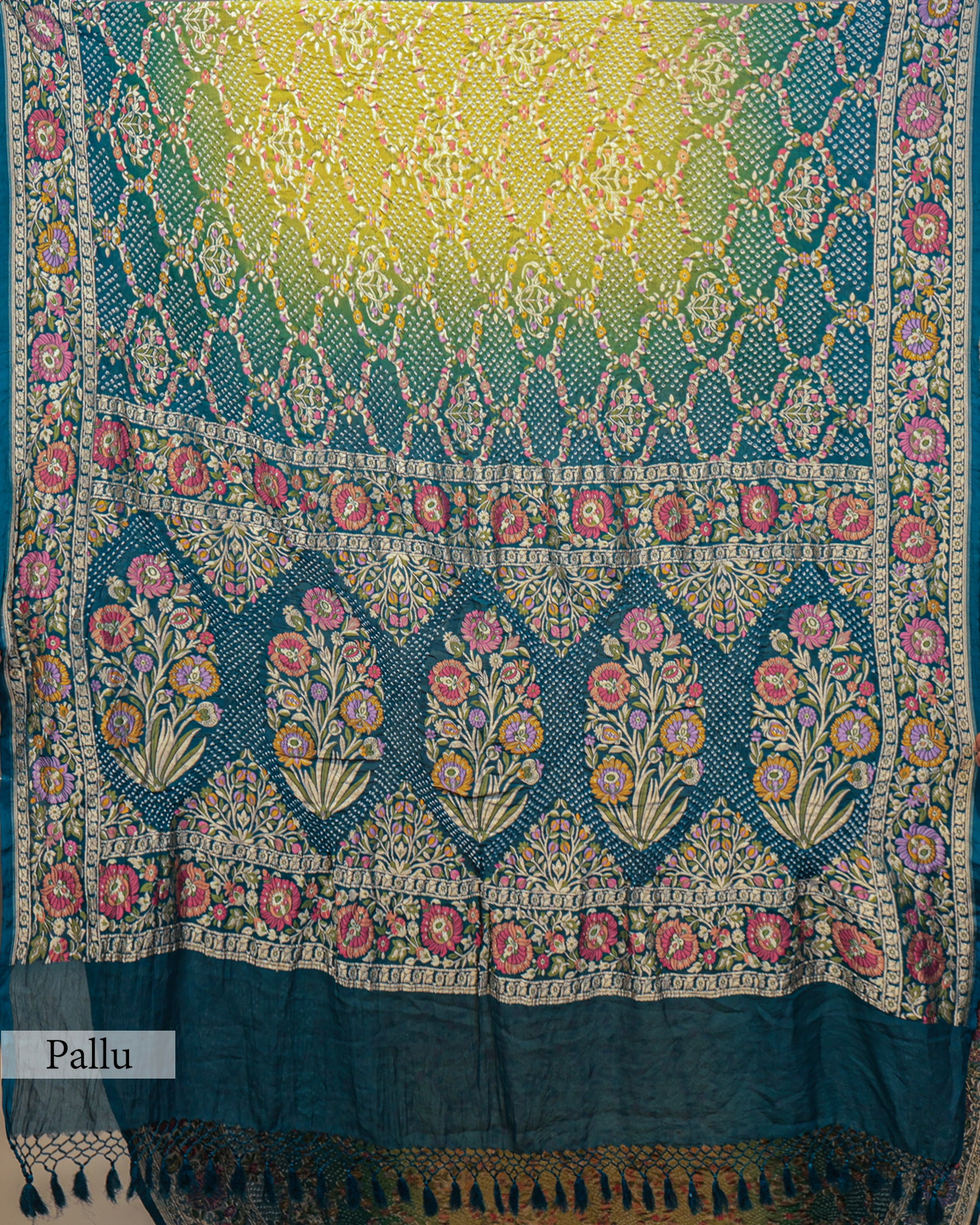 TEAL BLUE BANDHEJ WITH PAITHANI BORDER GEORGETTE SAREE