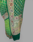 EMERALD GREEN BANDHEJ WITH MEENAKARI BORDER GEORGETTE SAREE