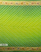 EMERALD GREEN BANDHEJ WITH MEENAKARI BORDER GEORGETTE SAREE