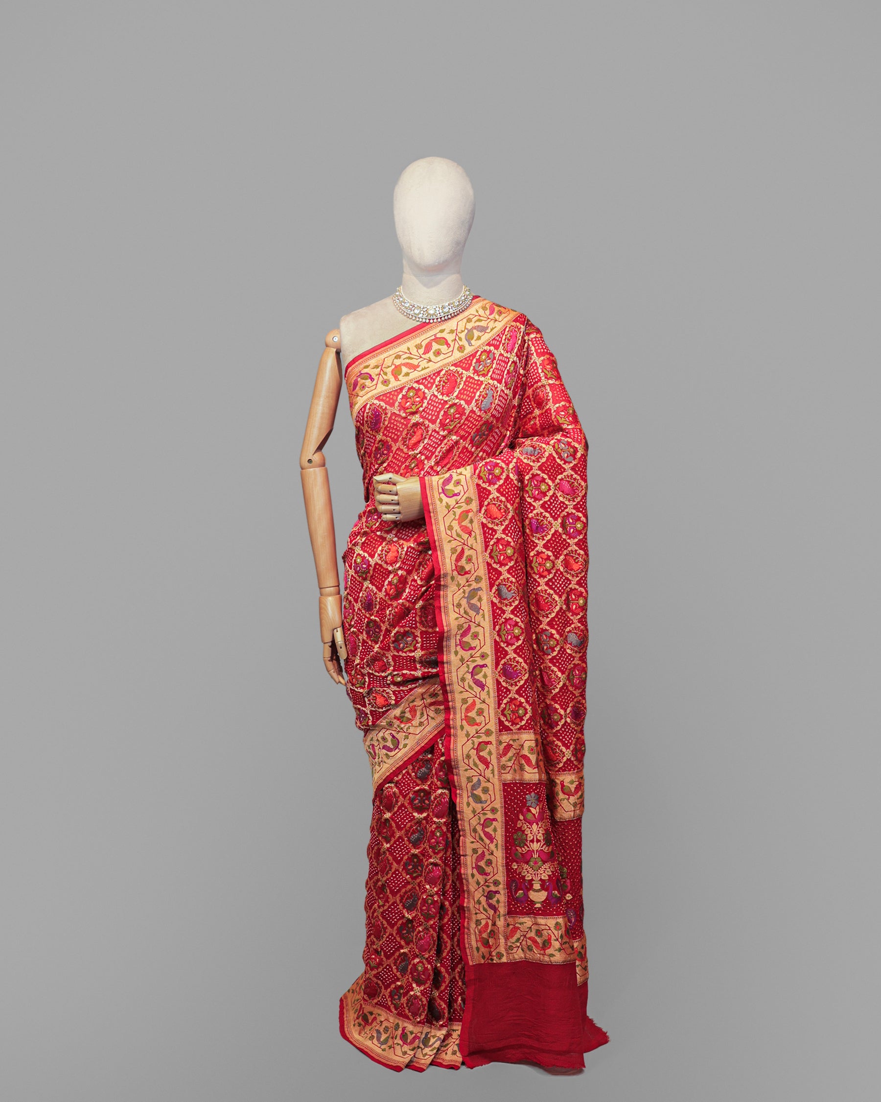 RED MEENAKARI WORK WITH PAITHANI BORDER GEORGETTE SAREE