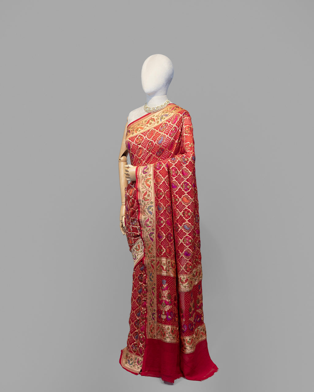 RED MEENAKARI WORK WITH PAITHANI BORDER GEORGETTE SAREE