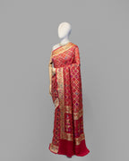 RED MEENAKARI WORK WITH PAITHANI BORDER GEORGETTE SAREE