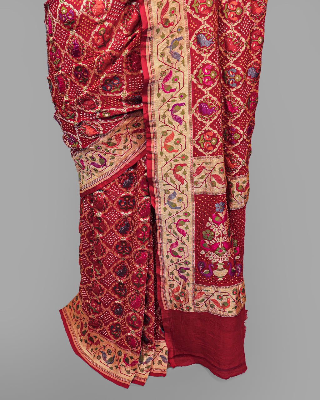 RED MEENAKARI WORK WITH PAITHANI BORDER GEORGETTE SAREE
