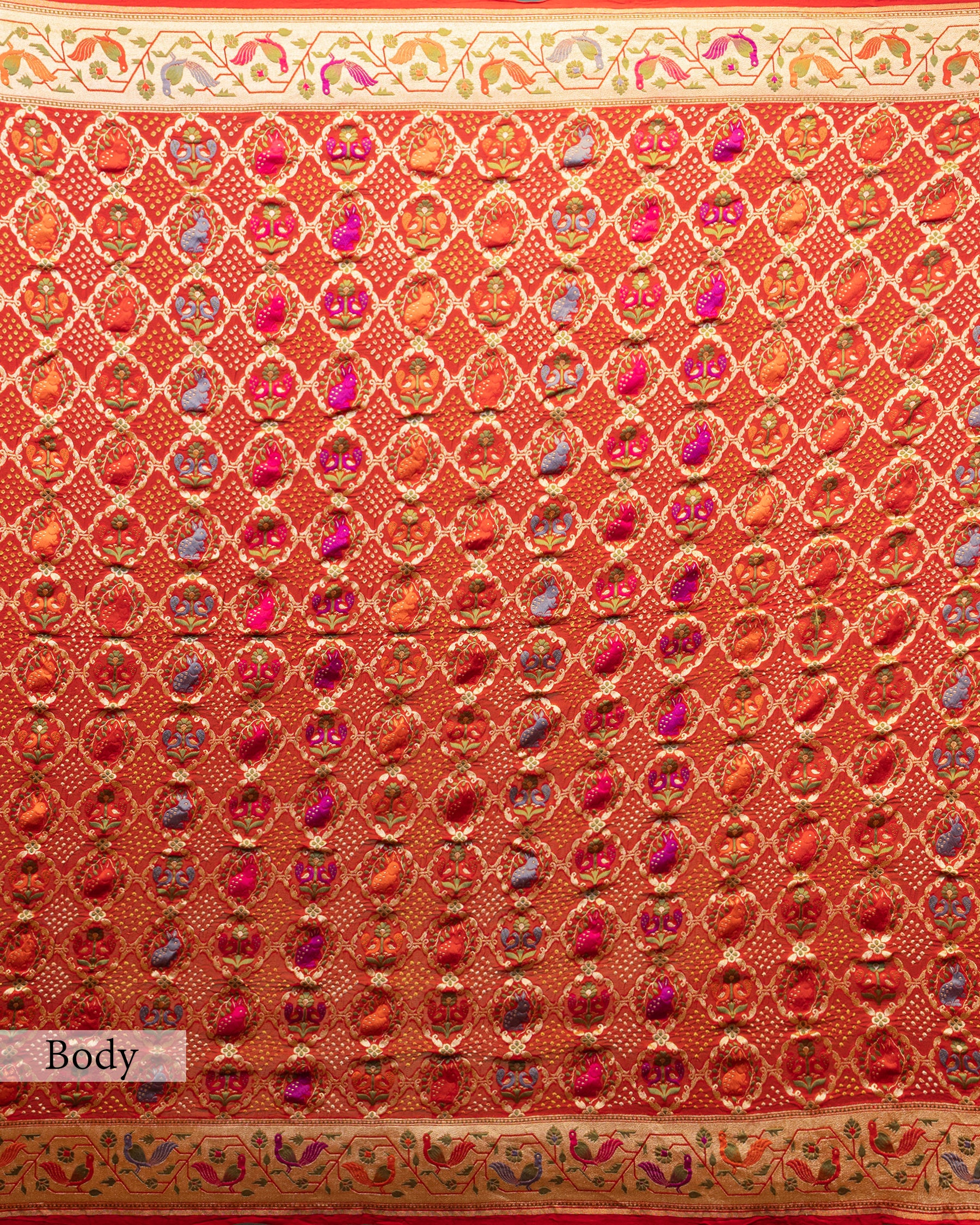 RED MEENAKARI WORK WITH PAITHANI BORDER GEORGETTE SAREE
