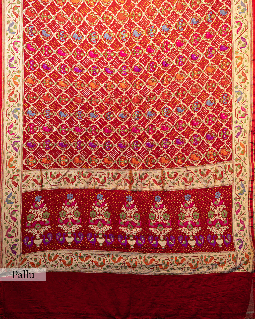 RED MEENAKARI WORK WITH PAITHANI BORDER GEORGETTE SAREE
