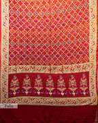 RED MEENAKARI WORK WITH PAITHANI BORDER GEORGETTE SAREE