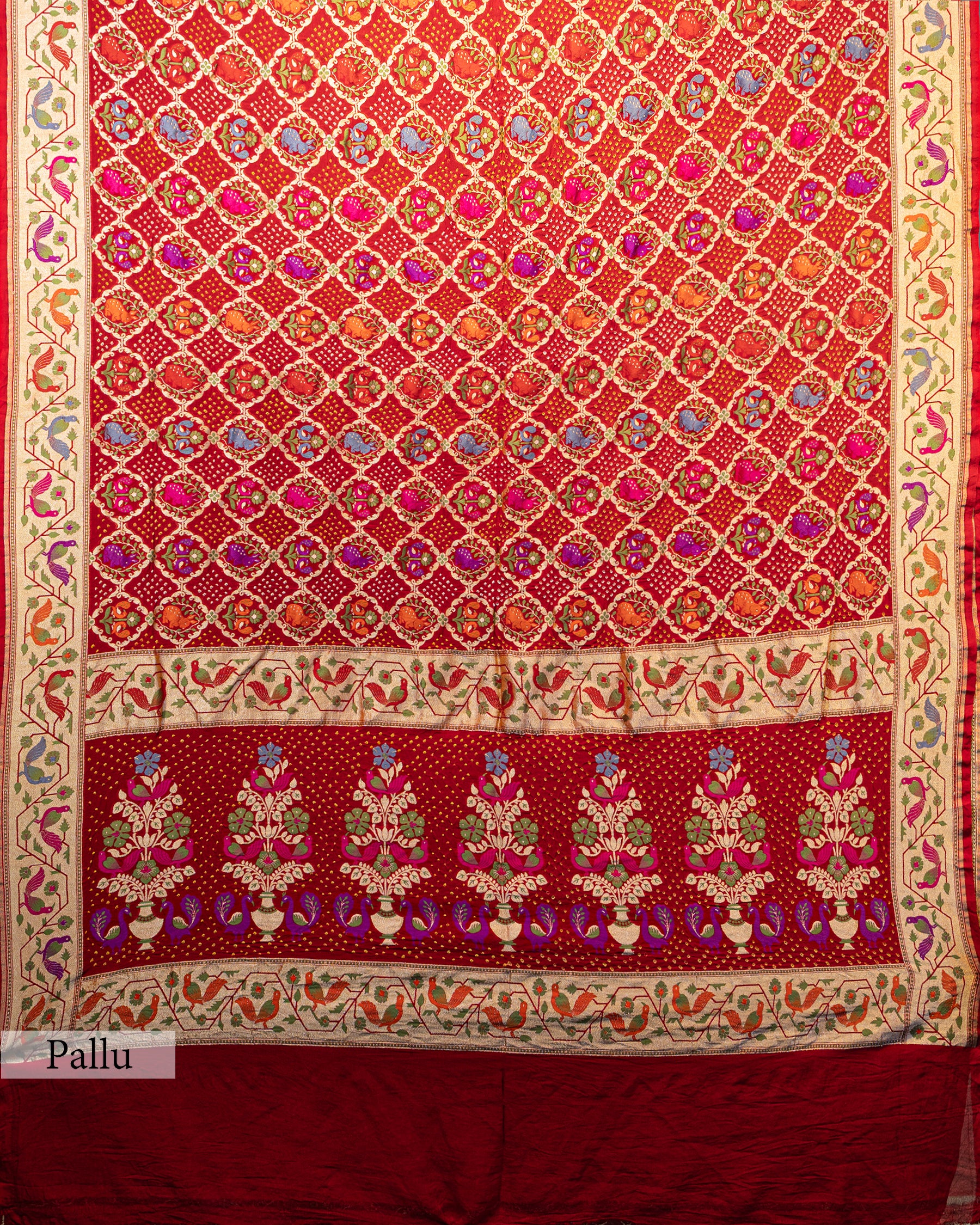 RED MEENAKARI WORK WITH PAITHANI BORDER GEORGETTE SAREE