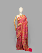 FUSCHIA MEENAKARI BANDHEJ BANARASI HANDWOVEN GEORGETTE SAREE
