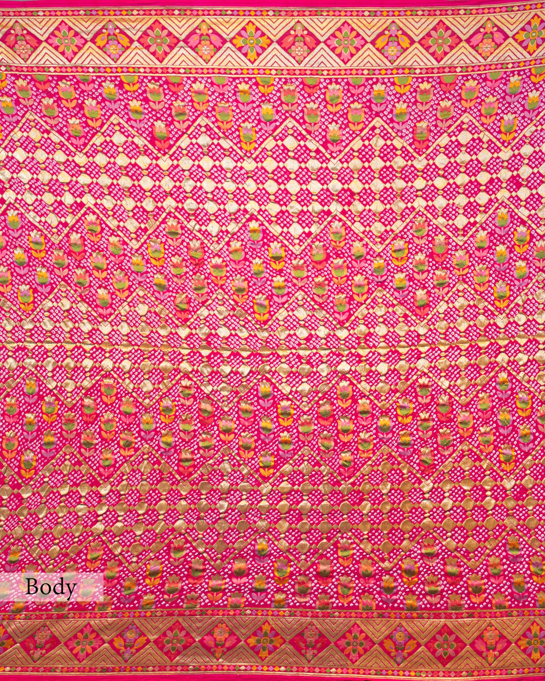 FUSCHIA MEENAKARI BANDHEJ BANARASI HANDWOVEN GEORGETTE SAREE