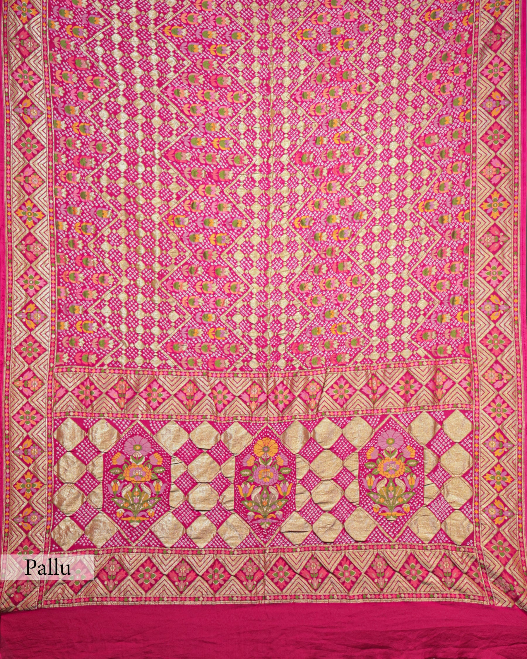 FUSCHIA MEENAKARI BANDHEJ BANARASI HANDWOVEN GEORGETTE SAREE