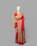 CORAL PINK BANDHEJ PAITHANI BORDER BANARASI HANDWOVEN SILK SAREE