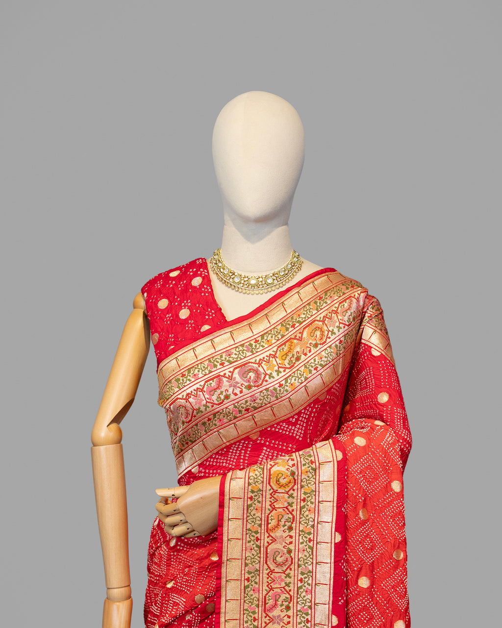 CORAL PINK BANDHEJ PAITHANI BORDER BANARASI HANDWOVEN SILK SAREE