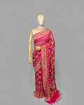 RANI PINK TINCHOI MEENAKARI BANDHEJ BANARASI HANDWOVEN GEORGETTE SAREE