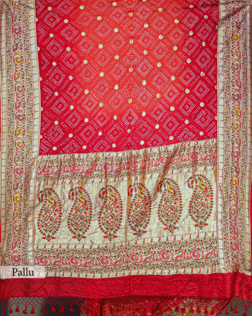 CORAL PINK BANDHEJ PAITHANI BORDER BANARASI HANDWOVEN SILK SAREE