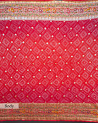 CORAL PINK BANDHEJ PAITHANI BORDER BANARASI HANDWOVEN SILK SAREE